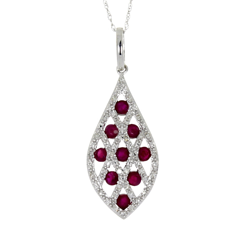 Bids.com .58ct Ruby Diamond Fashion Pendants 14KT White Gold Pendants