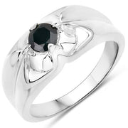 Bids.com 0.50 Carat Genuine Black Diamond .925 Sterling Silver Ring Rings