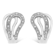 Bids.com .925 Sterling Silver Pave-Set Diamond Accent Horseshoe Hoop Earring (I-J Color, I1-I2 Clarity) Earrings