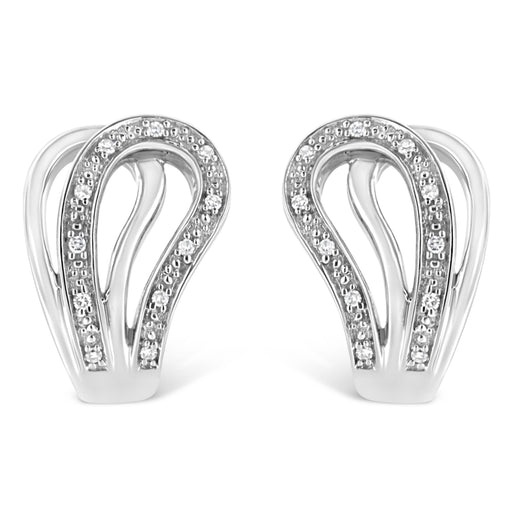Bids.com .925 Sterling Silver Pave-Set Diamond Accent Horseshoe Hoop Earring (I-J Color, I1-I2 Clarity) Earrings