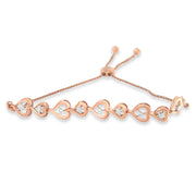 Bids.com Rose Plated Sterling Silver Diamond Heart-Linked Bolo Bracelet (0.30 cttw, H-I Color, I2-I3 Clarity) Bracelets