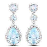 Bids.com 9.46 Carat Genuine Blue Topaz and White Topaz .925 Sterling Silver Earrings Earrings