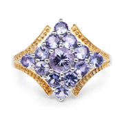 Bids.com Two Tone Plated 1.67 Carat Genuine Tanzanite .925 Sterling Silver Ring Rings