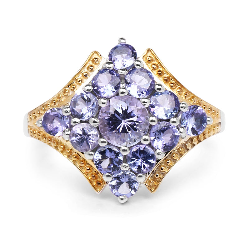 Bids.com Two Tone Plated 1.67 Carat Genuine Tanzanite .925 Sterling Silver Ring Rings