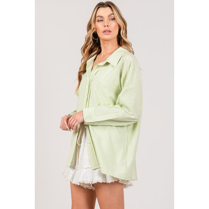 SAGE + FIG Striped Button Up Long Sleeve Shirt