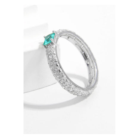 Platinum-plated 925 Sterling Silver Square Zircon Ring