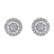 Bids.com Sterling Silver Diamond Cluster Earrings (1 cttw, I-J Color, I2-I3 Clarity) Earrings