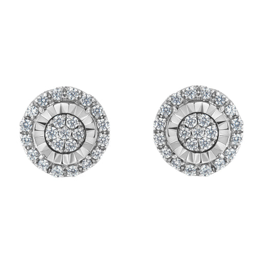 Bids.com Sterling Silver Diamond Cluster Earrings (1 cttw, I-J Color, I2-I3 Clarity) Earrings