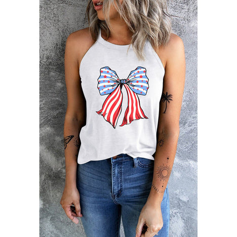 Bow Graphic Grecian Neck Tank