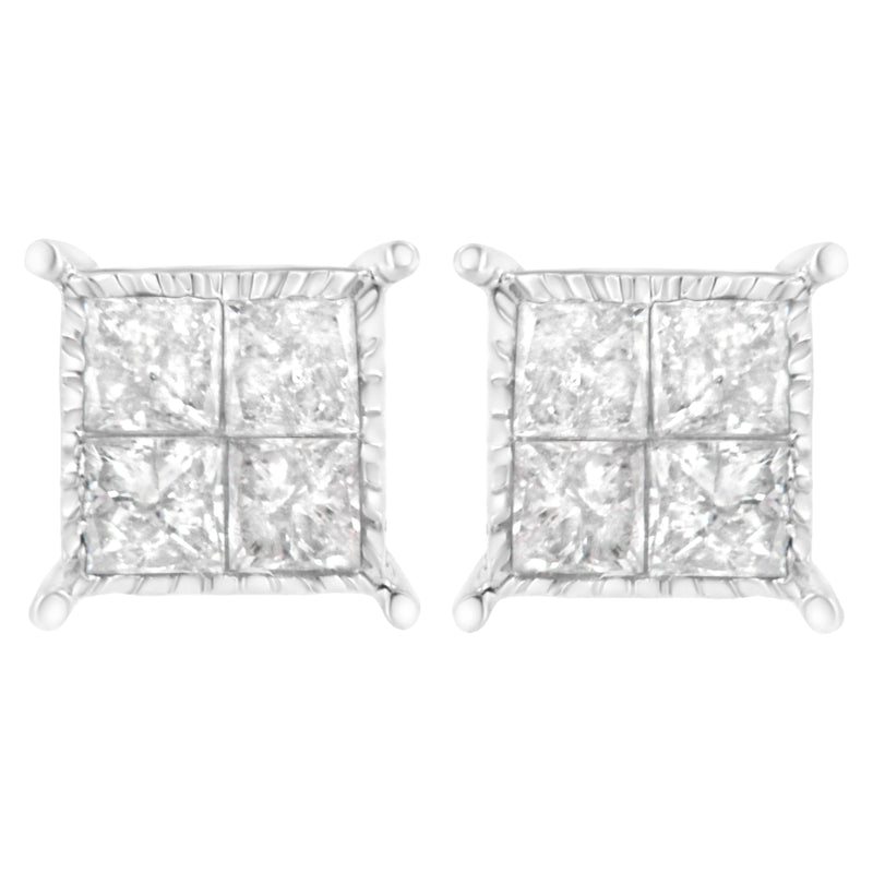 Bids.com Sterling Silver 3/4 cttw Composite Diamond Stud Earrings (I-J, I2-I3) Earrings