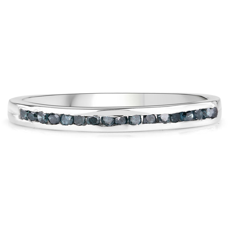 Bids.com 0.20 Carat Genuine Blue Diamond .925 Sterling Silver Ring Rings