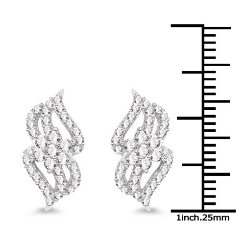 Bids.com 0.68 Carat Genuine White Diamond 14K White Gold Earrings (G-H Color, SI1-SI2 Clarity) Earrings