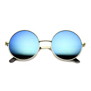 zeroUV Retro Flash Color Mirror Lens Round Metal Sunglasses 9203 Sunglasses