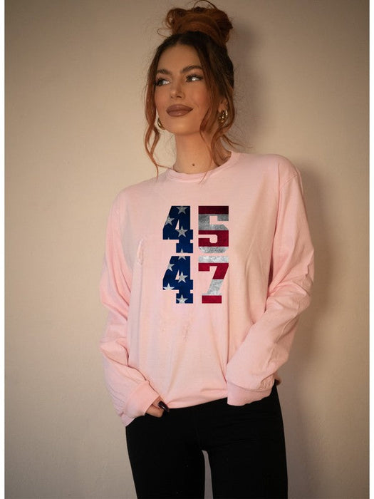 45 47 Trump America Long Sleeve Tee