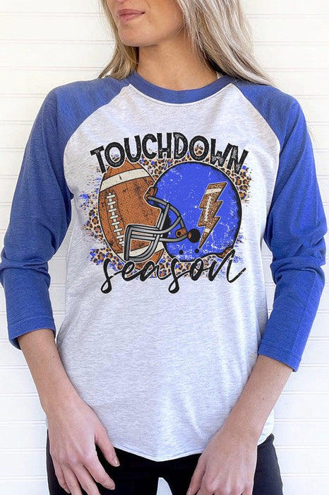 Game Day Blue Helmet Touchdown Season Raglan