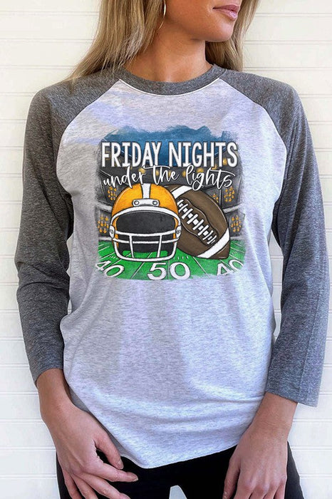 Game Day Yellow Helmet Friday Nights Raglan