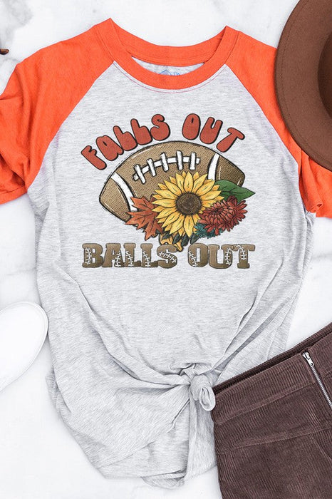 Football Falls Out Balls Out Sunflower Raglan