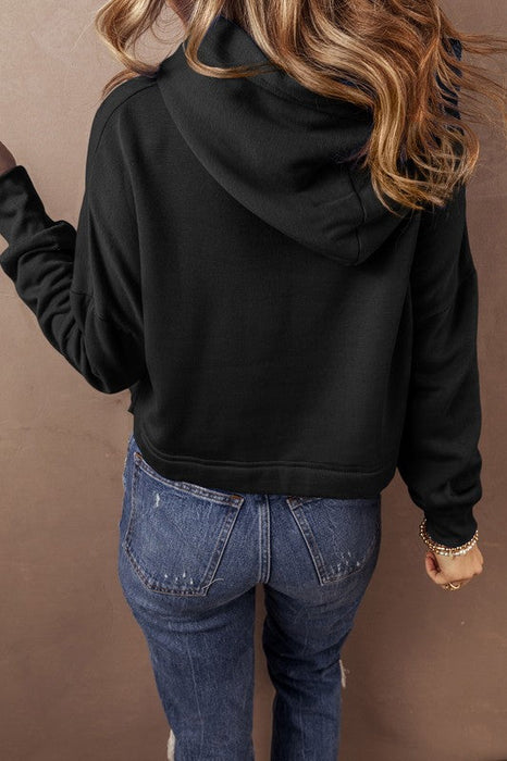 Drawstring Cropped Hoodie