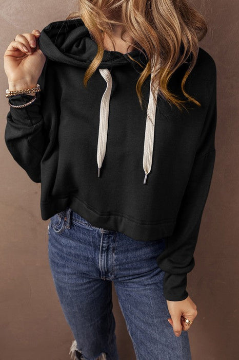 Drawstring Cropped Hoodie