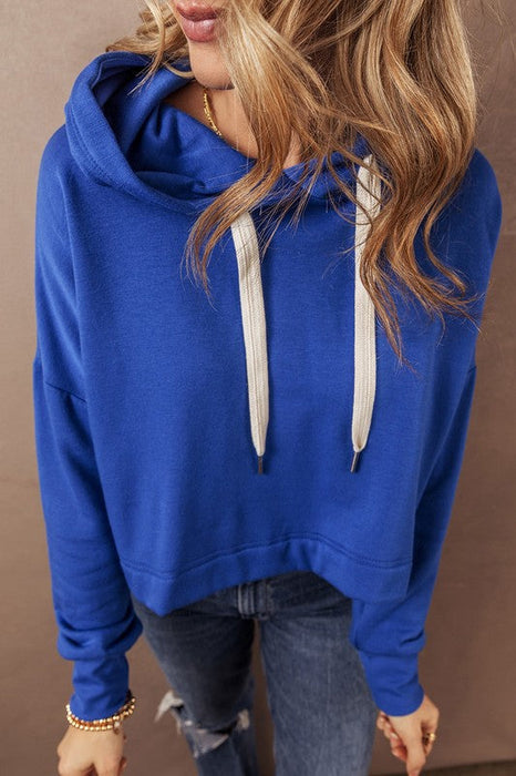 Drawstring Cropped Hoodie