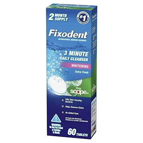 Fixodent Fixodent Plus Scope Daily Denture Cleaner Tablets, 60 Count (2 Month Supply) Denture Cleaners