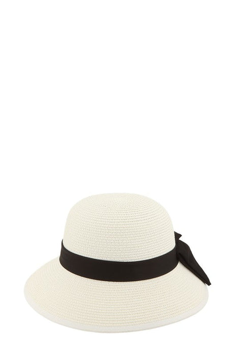 Straw Fashion Hat With Ribbon Accent