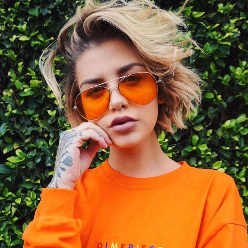 zeroUV Retro Metal Color Tinted Lens Aviator Sunglasses 8405 59mm Sunglasses