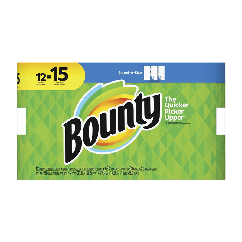 Bounty Bounty Paper Towels, Large Rolls, Select-A-Size, White, 2 Ply Paper Towels