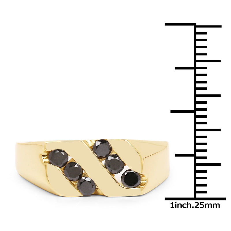 Bids.com 14K Yellow Gold Plated 0.60 Carat Genuine Black Diamond .925 Sterling Silver Ring Rings