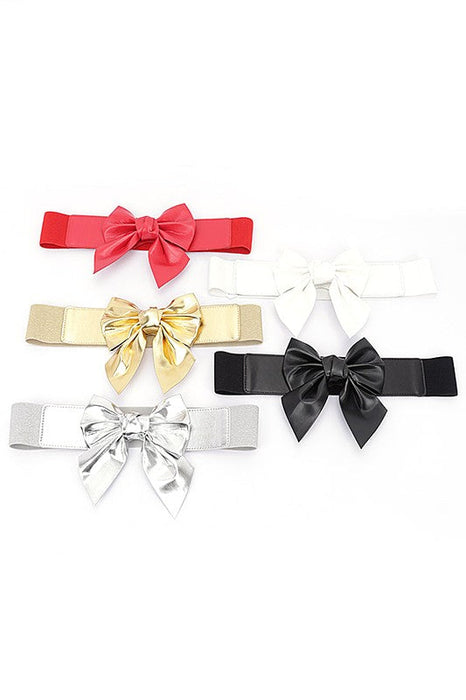 Metallic Bow Tie Elastic Belt