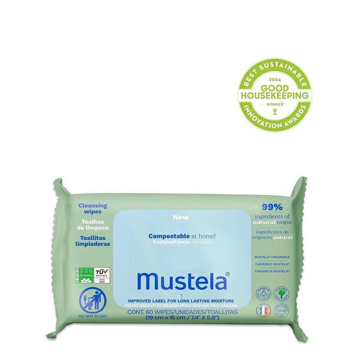 0 Mustela Baby Home Compostable Cleansing Wipes - For 60 Count Baby Wipes
