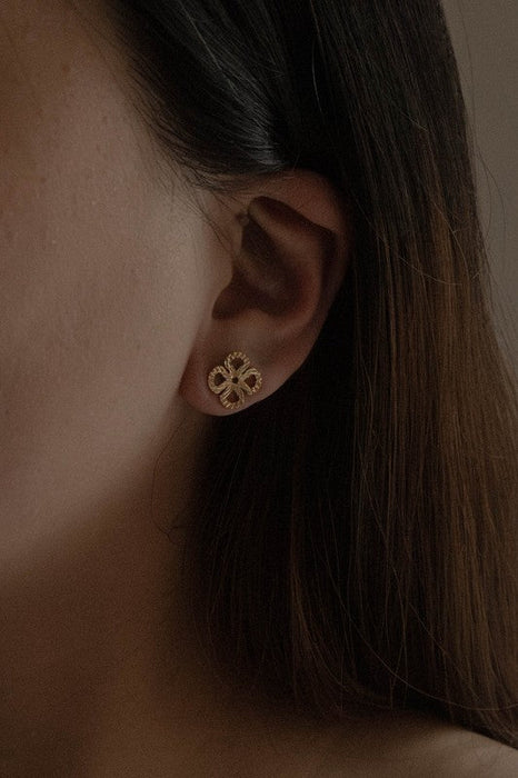 Etched Clover Stud Earrings