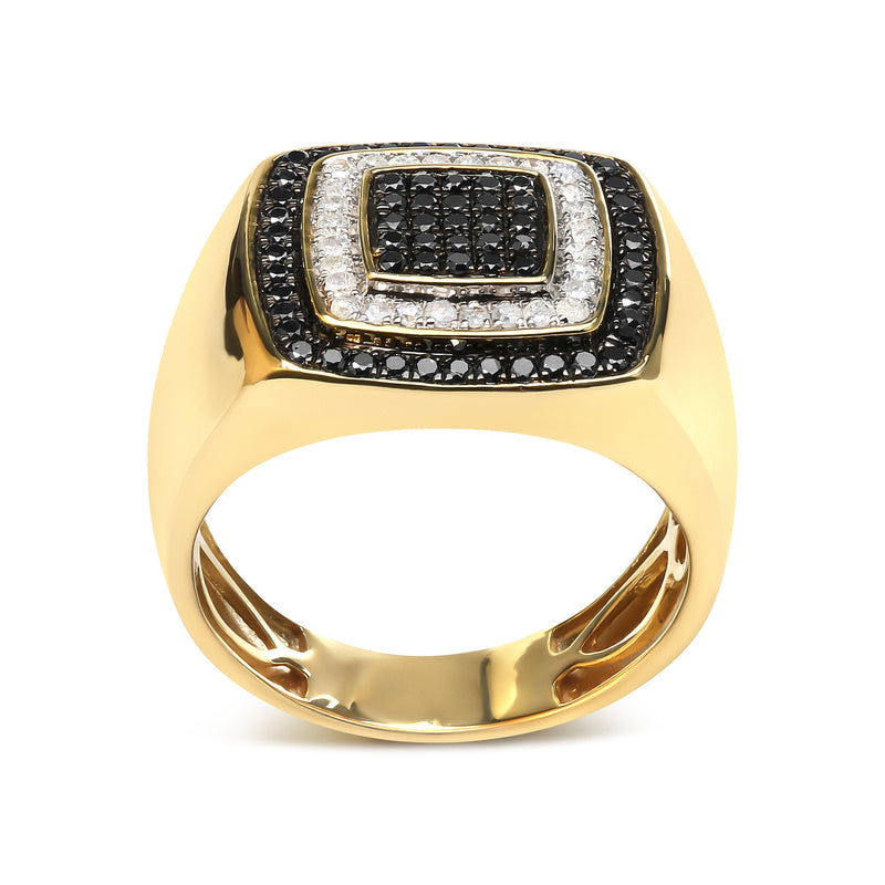 Bids.com Men's 10K Yellow Gold 3/4 Cttw White and Black Treated Diamond Ring Band (Black / I-J Color, I2-I3 Clarity) - Size 10 Rings