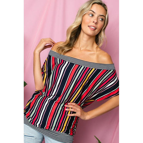 Multi Stripe Off Shoulder Top