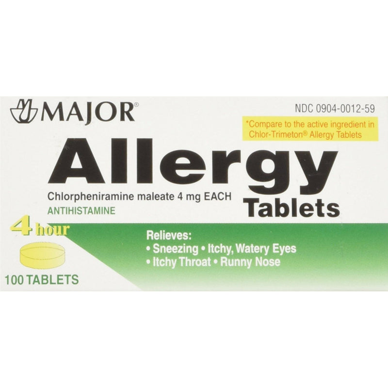 Major Chlorpheniramine  Maleate 4 Mg Tablet 100Ea Medicine & Drugs