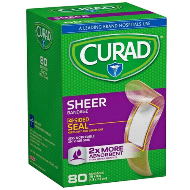 Curad Curad Sheer Adhesive Bandages, Clear 80 Ct Medical Tape & Bandages