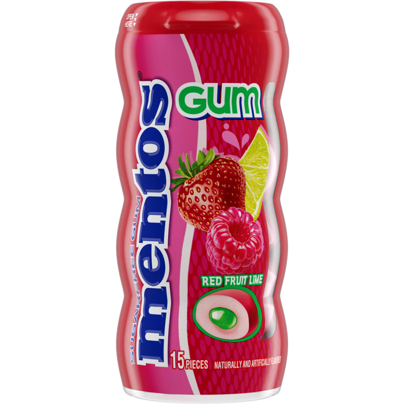 Mentos Mentos Gum, Sugarfree, Red Fruit, Lime 15 ct Candy & Chocolate