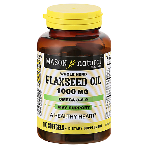 Mason Natural Mason Natural® Flaxseed Oil 1000 mg – Plant-Based Omega Support (Softgels) Personal Care