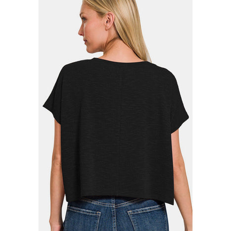 Zenana V-Neck Short Sleeve Crop T-Shirt