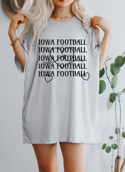 Iowa Football Wave Heart Graphic Crew Tee