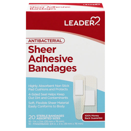 Leader Leader Antibacterial Assorted Sheer Highly Absorbent Adhesive Bandage Medical Tape & Bandages