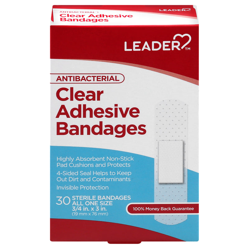 Leader Leader Bandages, Adhesive, Clear, Antibacterial Medical Tape & Bandages