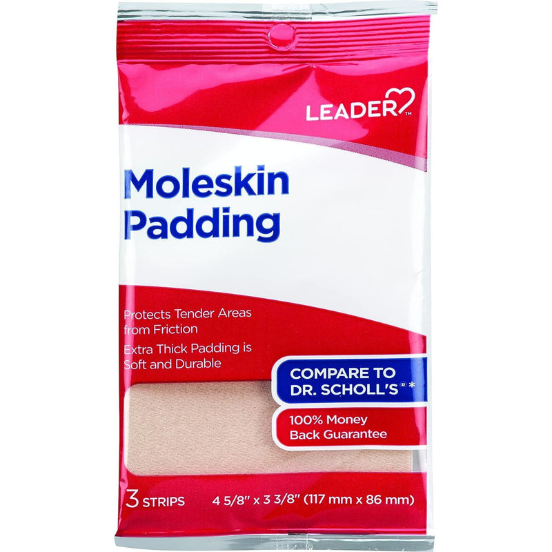 Rx 3 Leader Moleskin Padding Sheets, Blister Prevention & Foot Pain Relief, 3 Count Foot Care