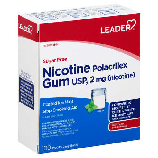 Leader Leader™ Nicotine Gum – 2 mg Nicotine Polacrilex, Mint Flavor (Sugar-Free) Health Care