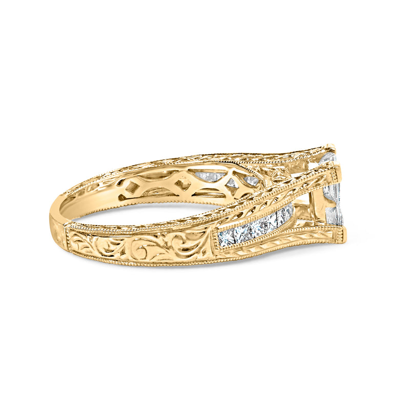Bids.com 14K Yellow Gold 1.0 Cttw Princess Composite Diamond Engagement Ring (G-H Color, VS1-VS2 Clarity) - Size 7 Rings