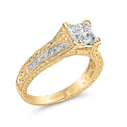 Bids.com 14K Yellow Gold 1.0 Cttw Princess Composite Diamond Engagement Ring (G-H Color, VS1-VS2 Clarity) - Size 7 Rings