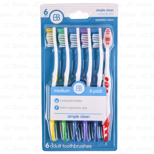 Brush Buddies Brush Buddies Simple Clean Toothbrush Medium -- 12 Per Box Toothbrushes