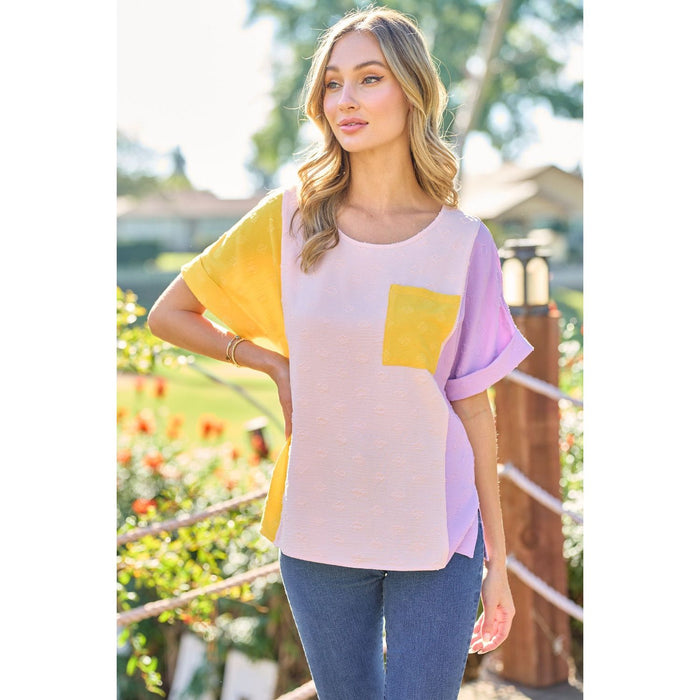 Color Block Short Sleeve Top