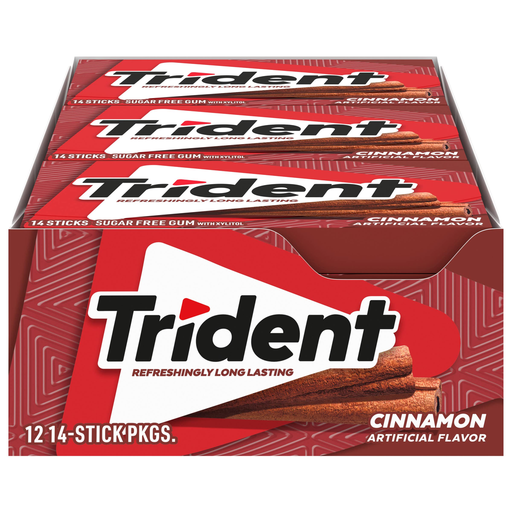 Trident Trident Cinnamon Sugar Free Gum, 12 Packs Of 14 Pieces Candy & Chocolate White Smoke