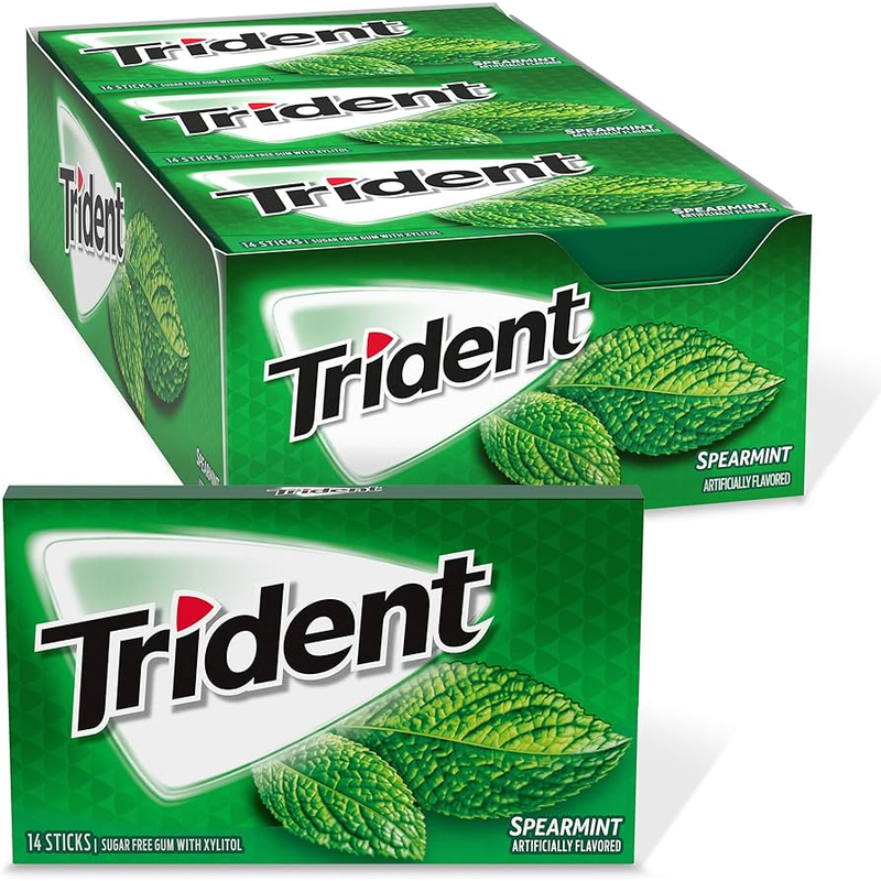 Trident Trident Spearmint Sugar Free Gum, 12 Packs Of 14 Pieces (168 Total Pieces) Candy & Chocolate White Smoke